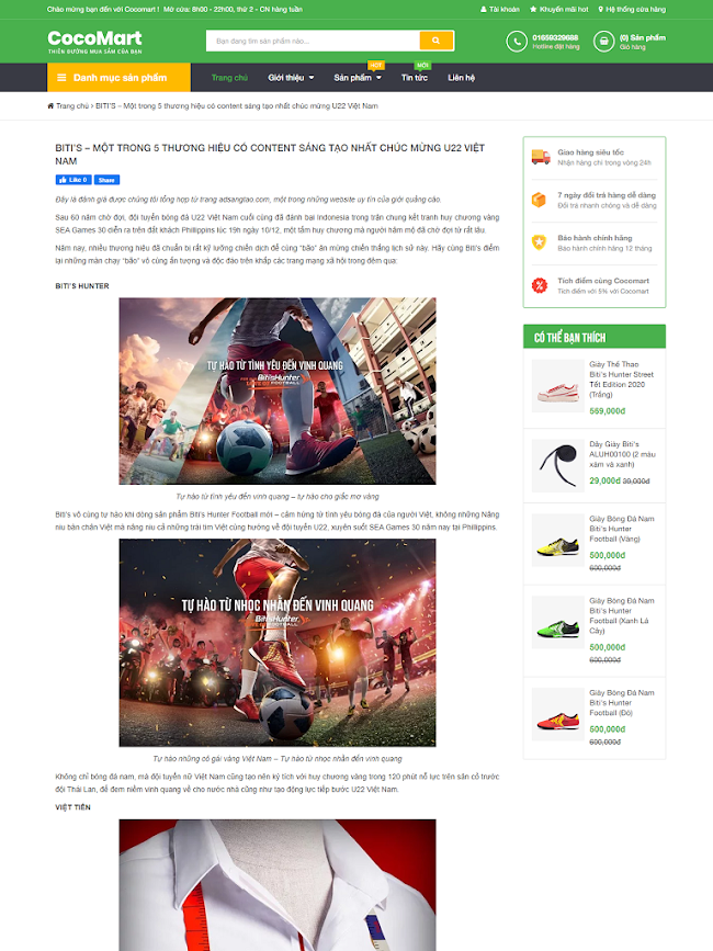 Template blogspot bán hàng Cocomart Green chuẩn seo